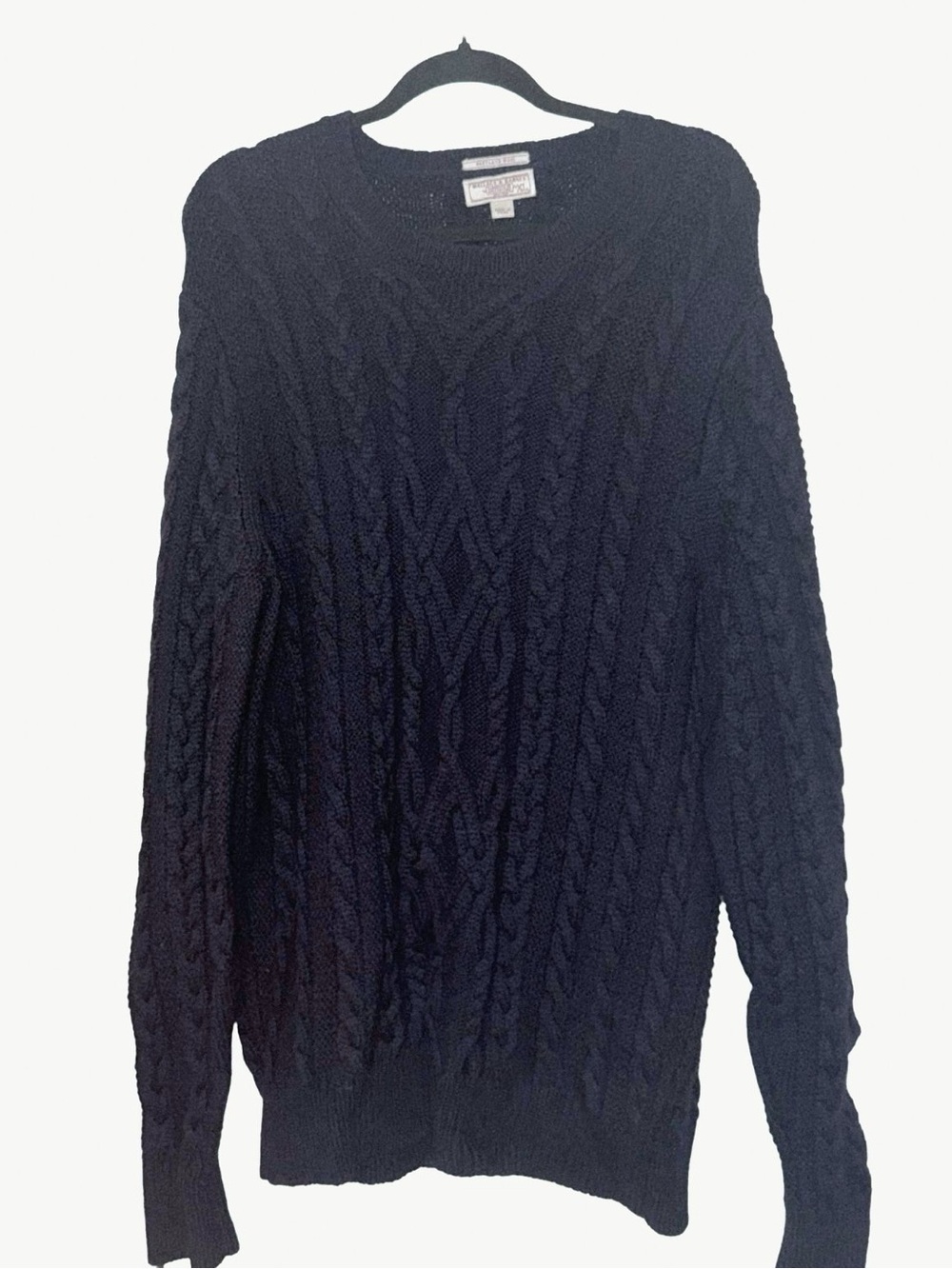 Wallace & Barnes Shetland Wool Cable Knit Fisherman Sweater Navy XL (EUC)